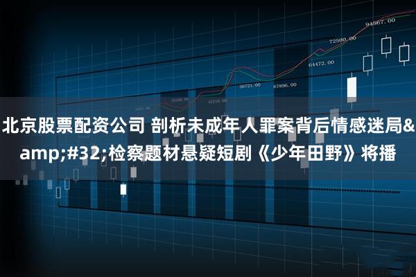 北京股票配资公司 剖析未成年人罪案背后情感迷局 检察题材悬疑短剧《少年田野》将播